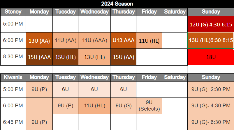 2024 Field Timeslots